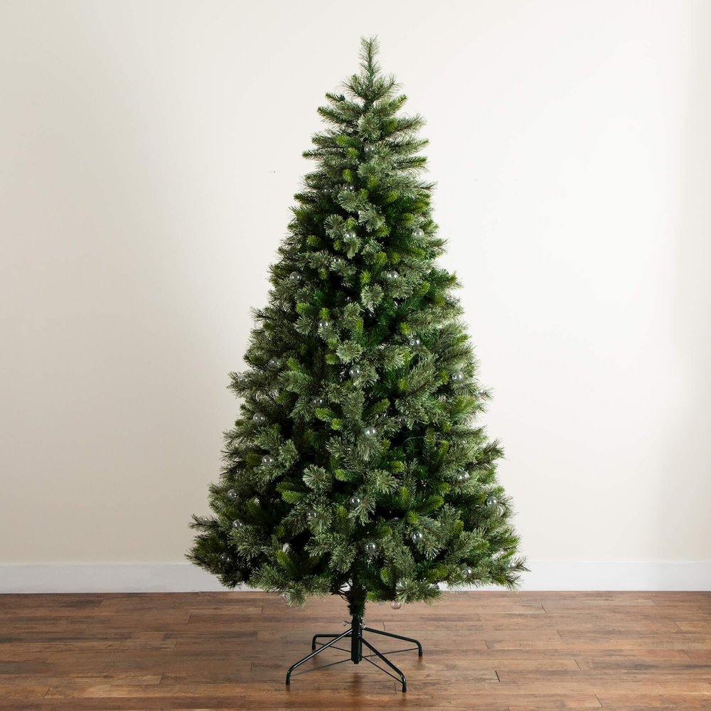 7.5ft. Artificial Christmas Tree with 450 Clear Globe Bulbs and LED Lights