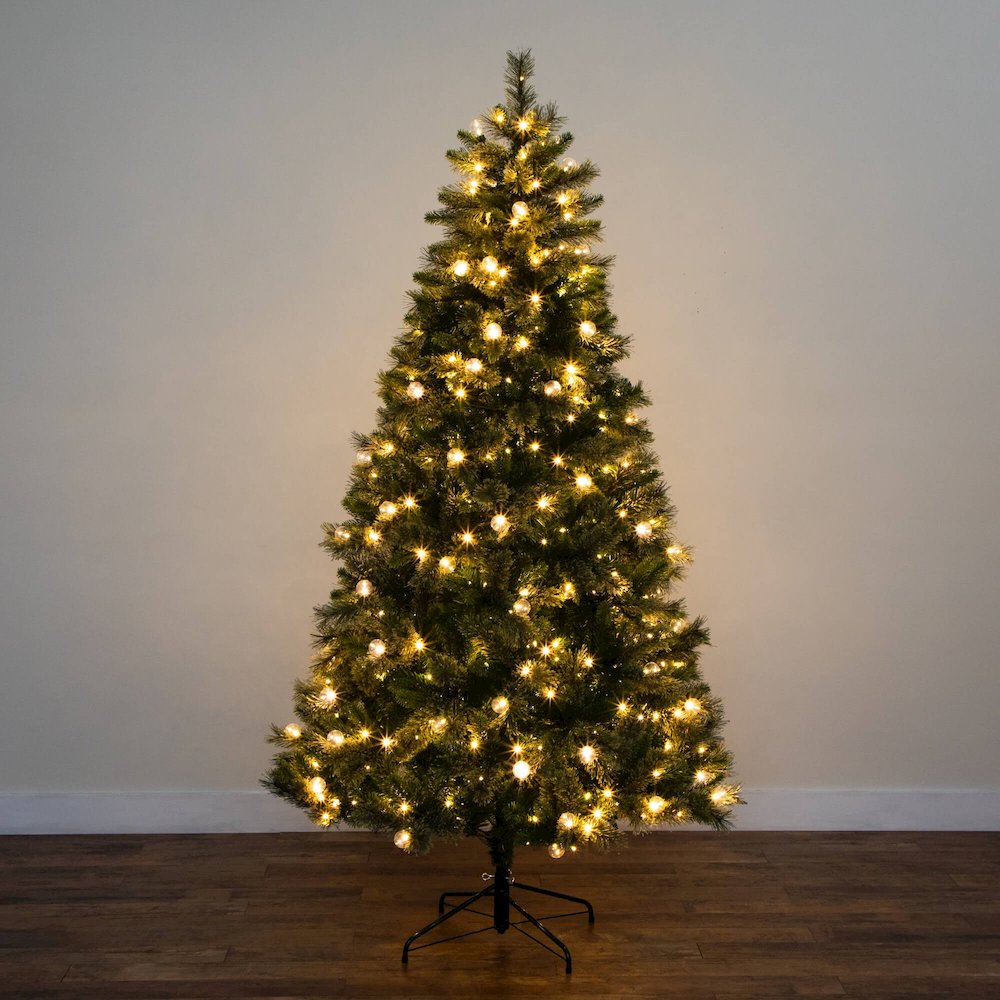 7.5ft. Artificial Christmas Tree with 450 Clear Globe Bulbs and LED Lights
