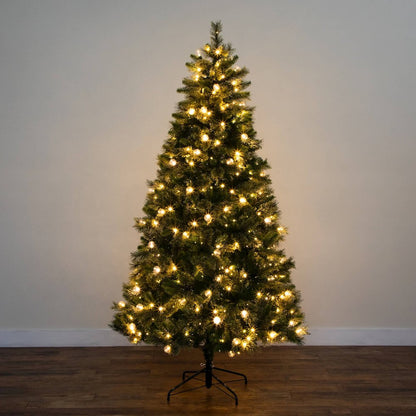 7.5ft. Artificial Christmas Tree with 450 Clear Globe Bulbs and LED Lights