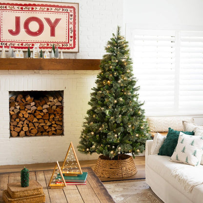 7.5ft. Artificial Christmas Tree with 450 Clear Globe Bulbs and LED Lights