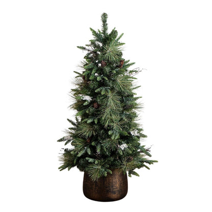 4ft. Pre-Lit Artificial Mixed Pine Snowed Christmas Tree with Pinecones