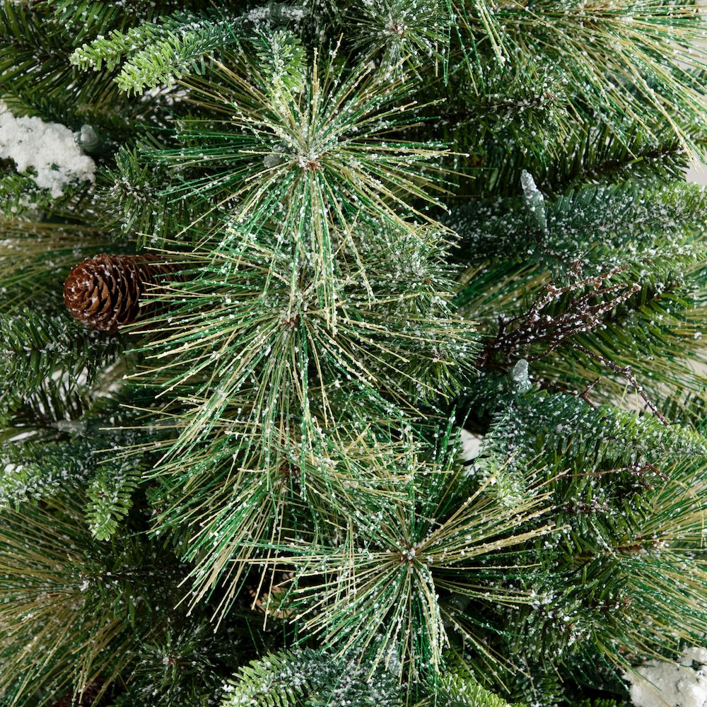 4ft. Pre-Lit Artificial Mixed Pine Snowed Christmas Tree with Pinecones