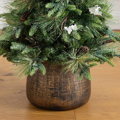 4ft. Pre-Lit Artificial Mixed Pine Snowed Christmas Tree with Pinecones