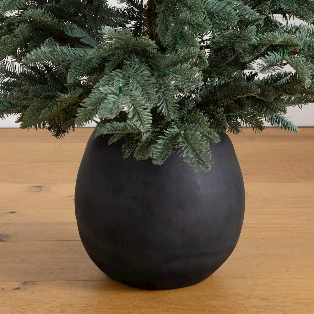 6ft. Pre-Lit Artificial Pine Christmas Tree in Round Black Decorative Planter