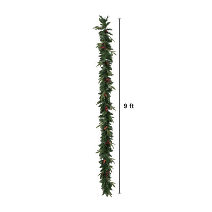 Pre-Lit Artificial Christmas Holiday 5 Piece Bundle with Pinecones & Berries