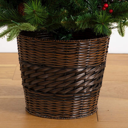 Pre-Lit Artificial Christmas Holiday 5 Piece Bundle with Pinecones & Berries