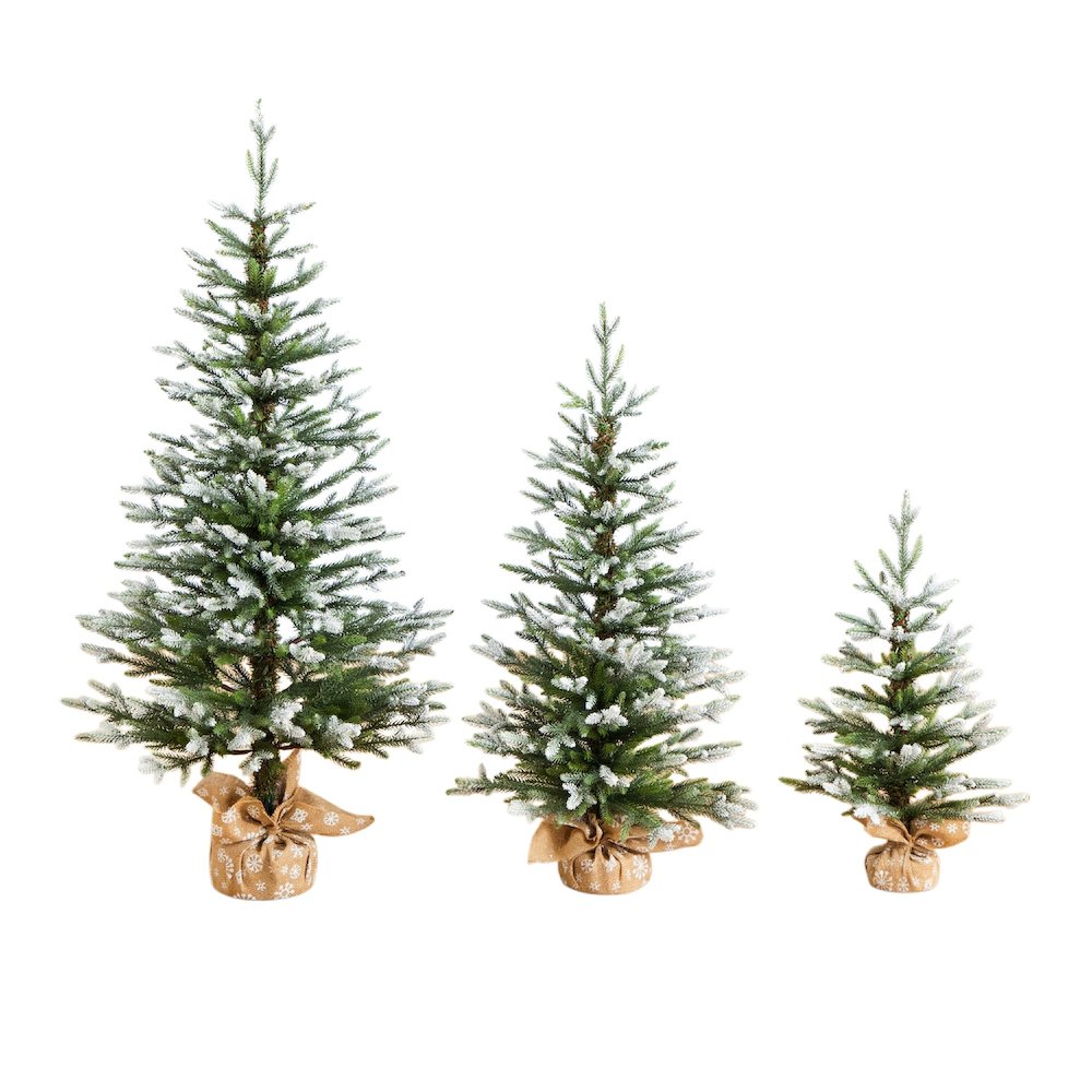 2ft. 3ft. 4ft. Artificial Snowed Balsam Fir Christmas Tree - Set of 3