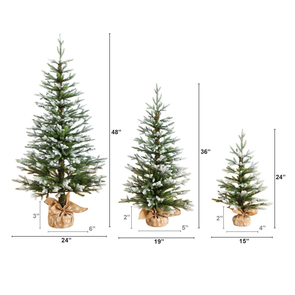 2ft. 3ft. 4ft. Artificial Snowed Balsam Fir Christmas Tree - Set of 3
