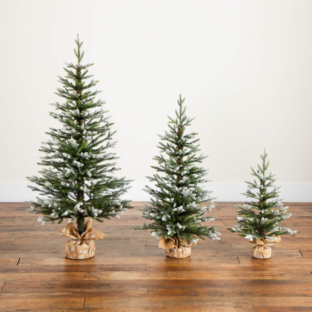 2ft. 3ft. 4ft. Artificial Snowed Balsam Fir Christmas Tree - Set of 3