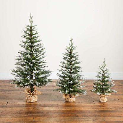 2ft. 3ft. 4ft. Artificial Snowed Balsam Fir Christmas Tree - Set of 3