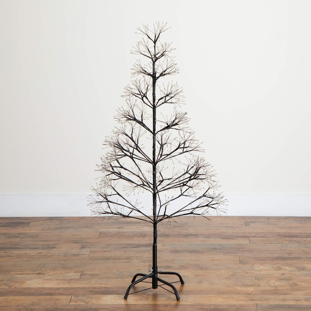 4ft. Pre-Lit Artificial Halloween Black Starburst Tree with 800 Fairy LED Lights
