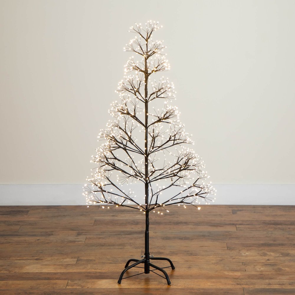 4ft. Pre-Lit Artificial Halloween Black Starburst Tree with 800 Fairy LED Lights