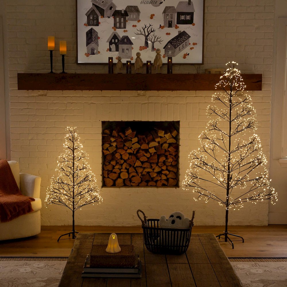4ft. Pre-Lit Artificial Halloween Black Starburst Tree with 800 Fairy LED Lights
