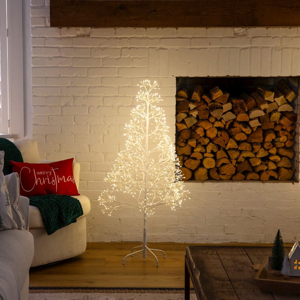 4ft. Pre-Lit Artificial White Starburst Tree with 800 Fairy LED Lights