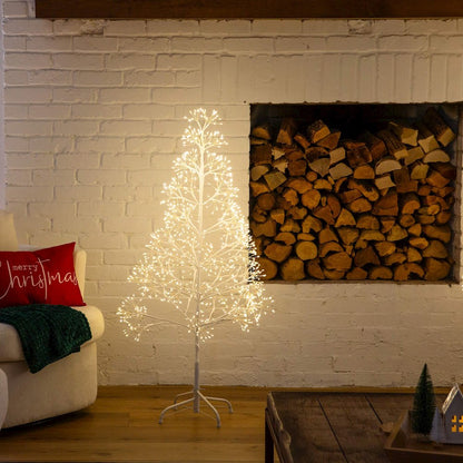 4ft. Pre-Lit Artificial White Starburst Tree with 800 Fairy LED Lights