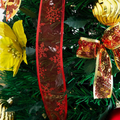 5ft. Pre-Lit Artificial Pop up Christmas Tree with Red & Gold Ornaments, Ribbons