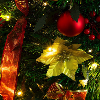 5ft. Pre-Lit Artificial Pop up Christmas Tree with Red & Gold Ornaments, Ribbons
