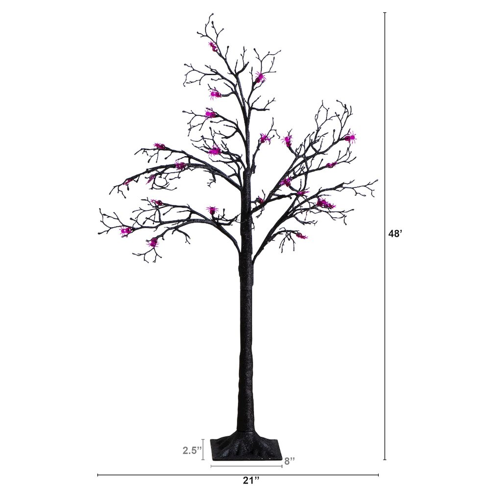 4ft. Pre-Lit Artificial Halloween Spider Twig Tree with 48 Purple LED Lights