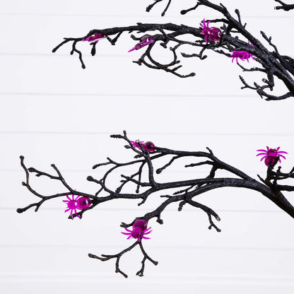 4ft. Pre-Lit Artificial Halloween Spider Twig Tree with 48 Purple LED Lights