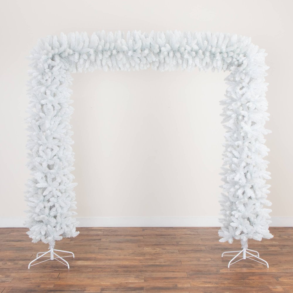 8ft. Artificial Holiday White Christmas Pine Archway