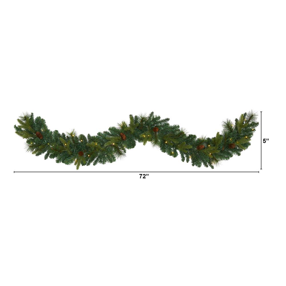 6ft. Mixed Pine and Pinecone Artificial Garland with 35 Clear LED Lights