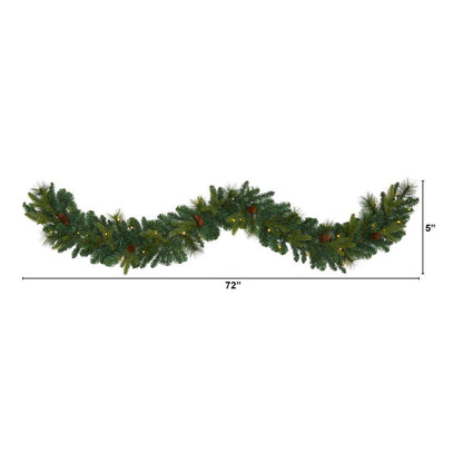6ft. Mixed Pine and Pinecone Artificial Garland with 35 Clear LED Lights