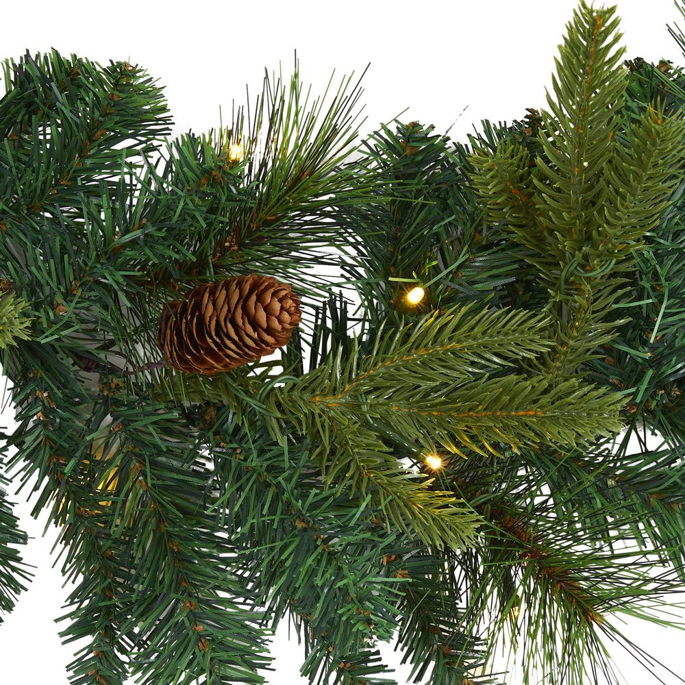 6ft. Mixed Pine and Pinecone Artificial Garland with 35 Clear LED Lights