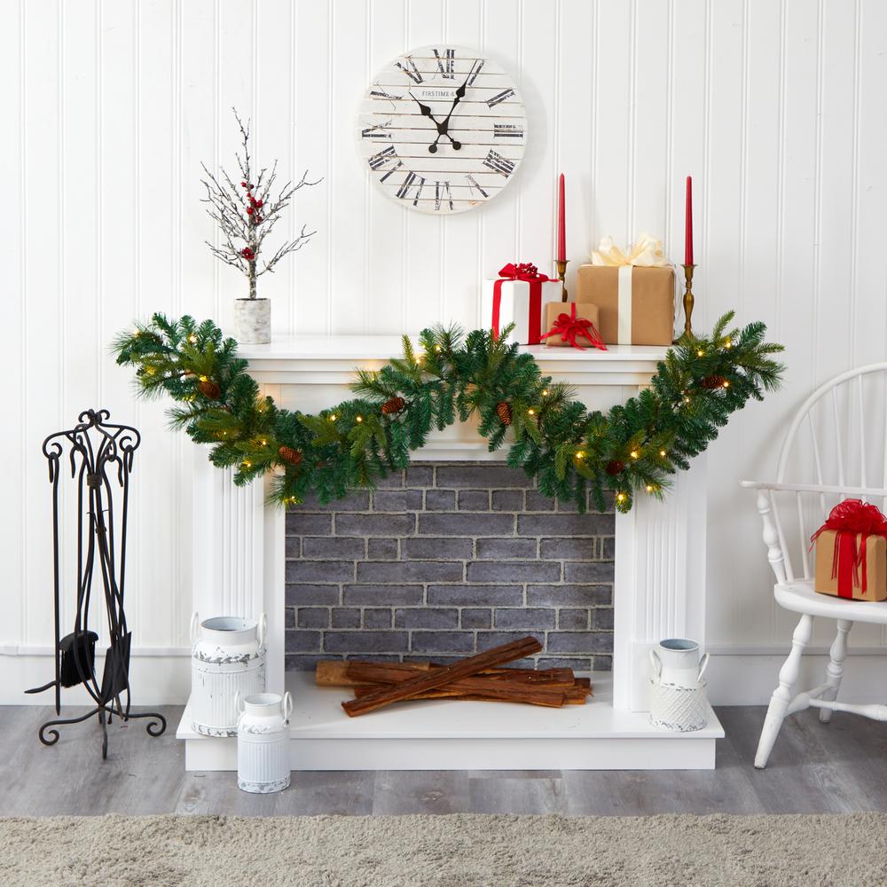 6ft. Mixed Pine and Pinecone Artificial Garland with 35 Clear LED Lights