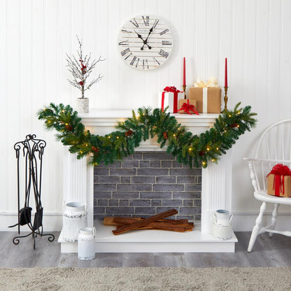 6ft. Mixed Pine and Pinecone Artificial Garland with 35 Clear LED Lights
