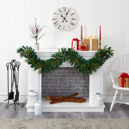 6ft. Mixed Pine and Pinecone Artificial Garland with 35 Clear LED Lights