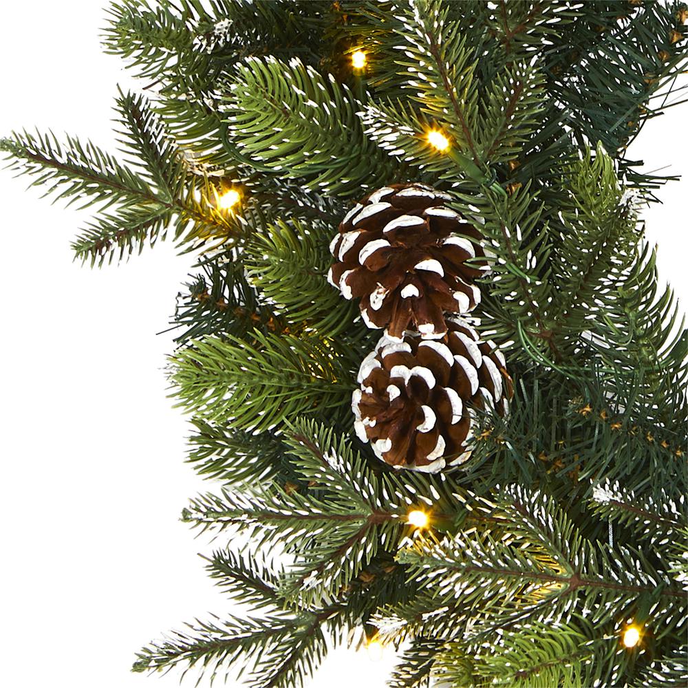 24in. Snowed Pinecone Artificial Christmas Wreath with 35 Clear LED Lights