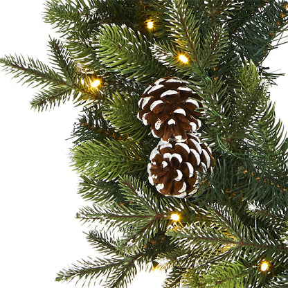 24in. Snowed Pinecone Artificial Christmas Wreath with 35 Clear LED Lights
