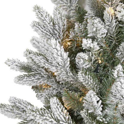 24in. Flocked Artificial Christmas Wreath with 50 LED Lights