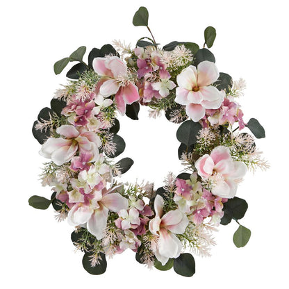 20in. Hydrangea and Magnolia Artificial Wreath