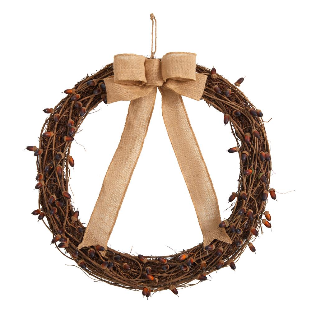 30in. Fall Acorn and Decorative Bow Autumn Wreath
