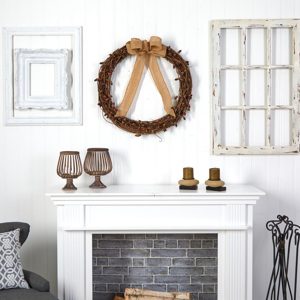 30in. Fall Acorn and Decorative Bow Autumn Wreath