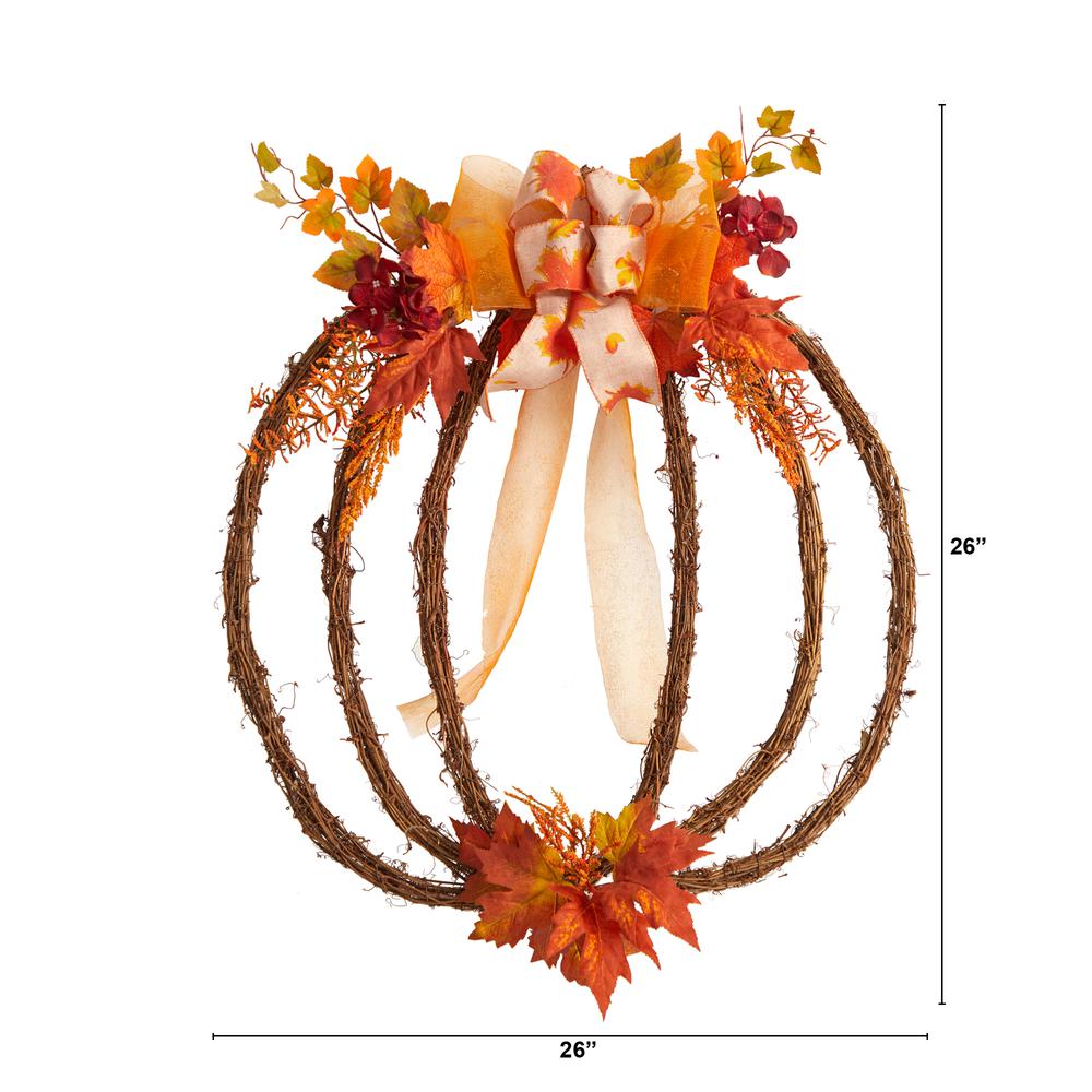 26in. Autumn Pumpkin Artificial Vine Fall Wreath
