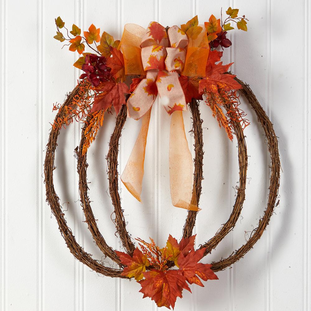 26in. Autumn Pumpkin Artificial Vine Fall Wreath
