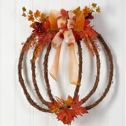 26in. Autumn Pumpkin Artificial Vine Fall Wreath