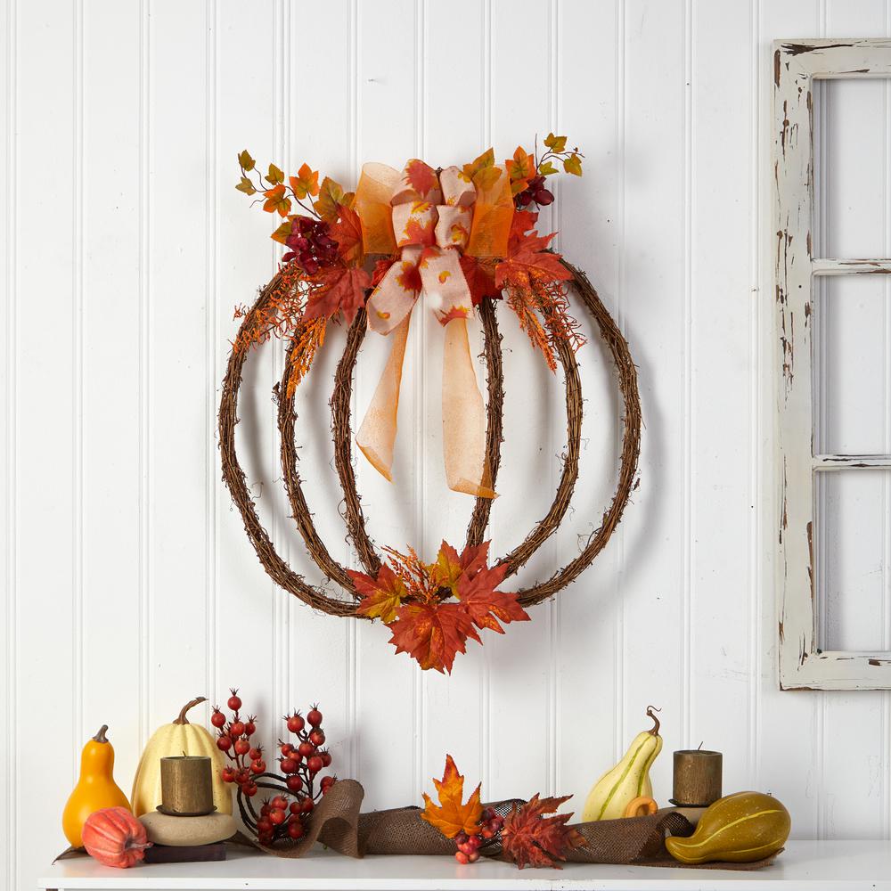 26in. Autumn Pumpkin Artificial Vine Fall Wreath