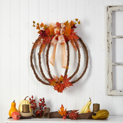 26in. Autumn Pumpkin Artificial Vine Fall Wreath
