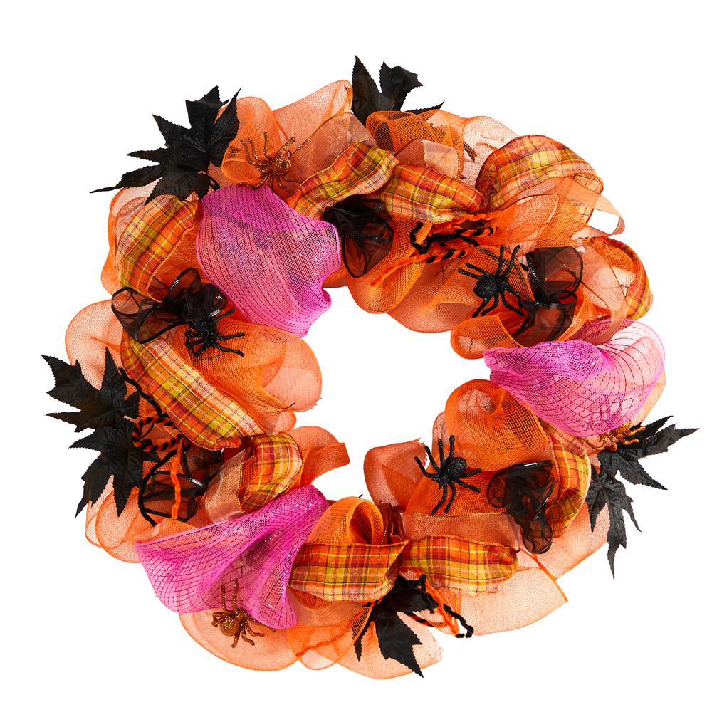 26in. Halloween Spider Mesh Wreath