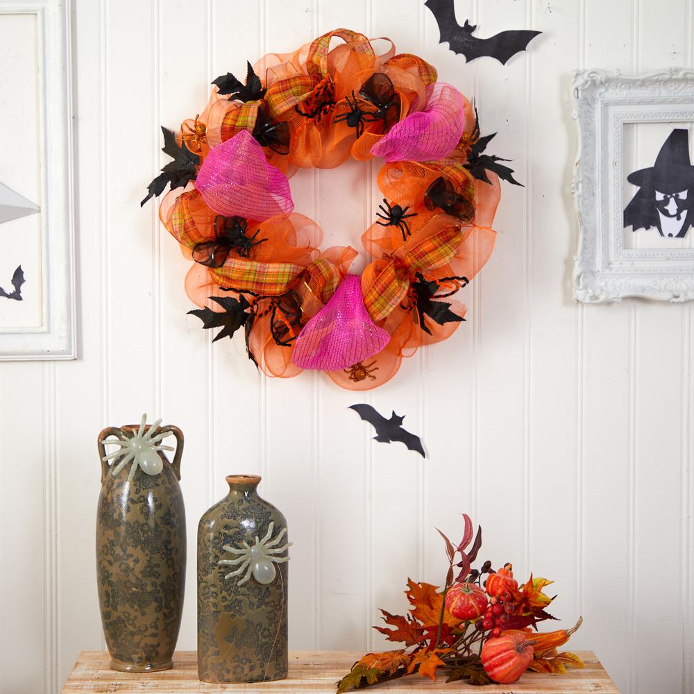 26in. Halloween Spider Mesh Wreath