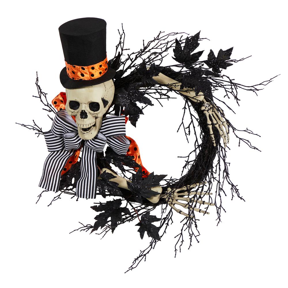 26in. Halloween Dapper Skeleton Wreath