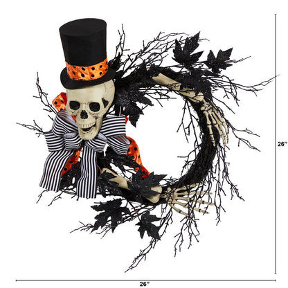 26in. Halloween Dapper Skeleton Wreath