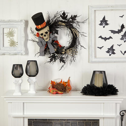 26in. Halloween Dapper Skeleton Wreath