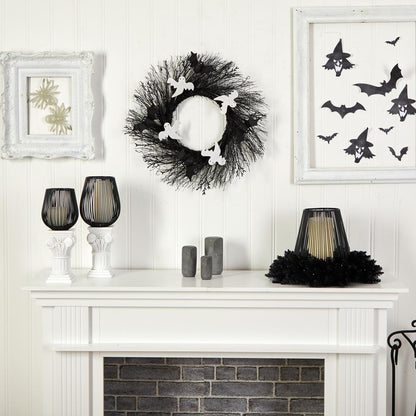 22in. Halloween Ghost and Bats Twig Wreath