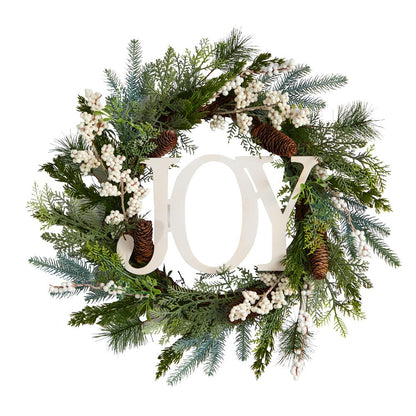 24in. Christmas Joy Greenery Holiday Artificial Wreath