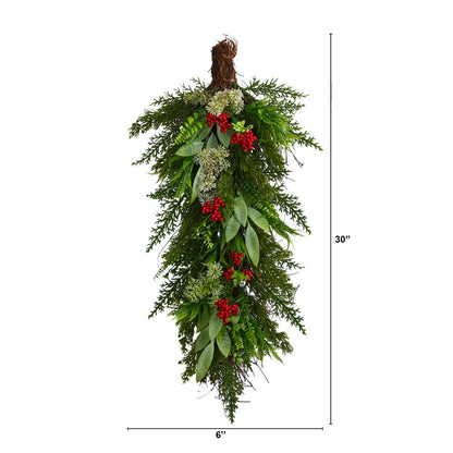 30in. Cedar and Berry Artificial Christmas Swag