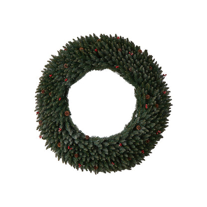 5ft. Large Flocked Christmas Wreath with Pinecones, 400 Clear LED Lights